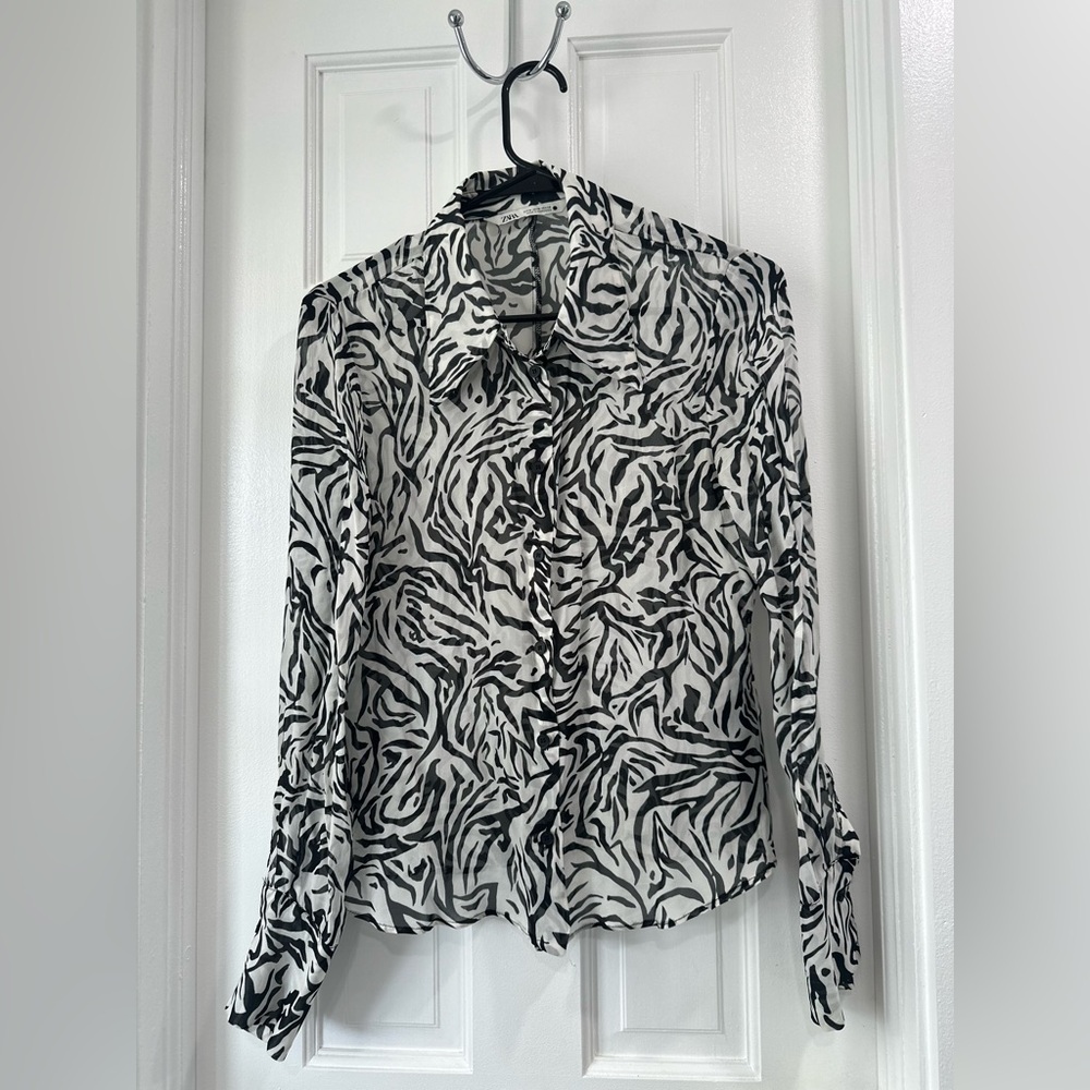 Zebra Print Button Down